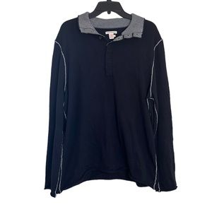 Carbon2Cobalt Cashmere Men's Black and Gray Quarter Button Pullover Size Large